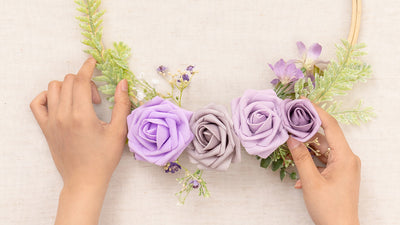 DIY Lilac-Hued Floral Hoop Wreath Tutorial