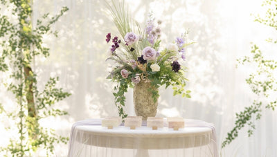 How to DIY a Lilac & Gold Registry Table Decoration
