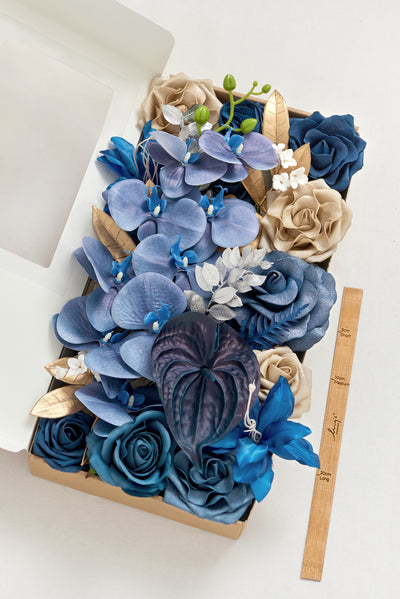 Dusty Blue & Navy Designer Flower Boxes