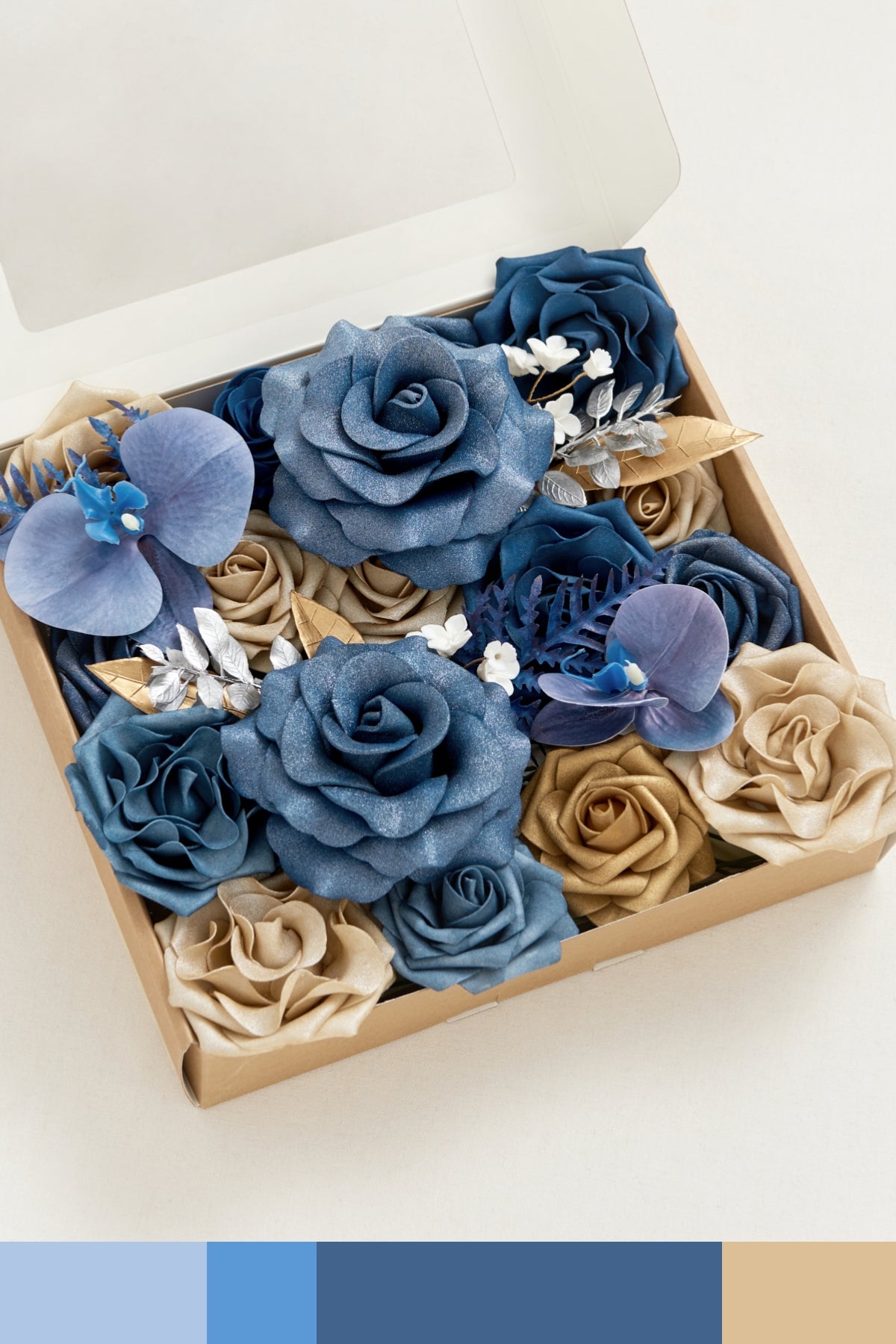 DIY Designer Flower Boxes in Stately Navy & Gold
