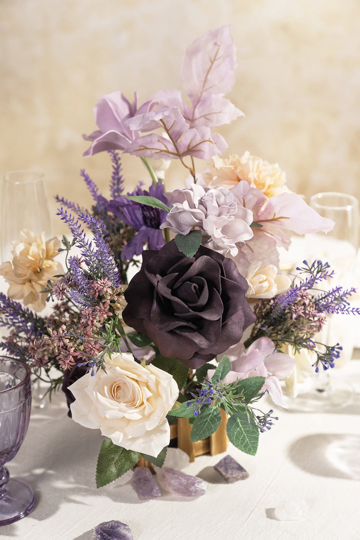 Flower Arrangement Set for Table in French Lavender & Plum | Clearance
