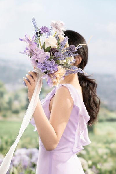 Bridesmaid Bouquets in French Lavender & Plum