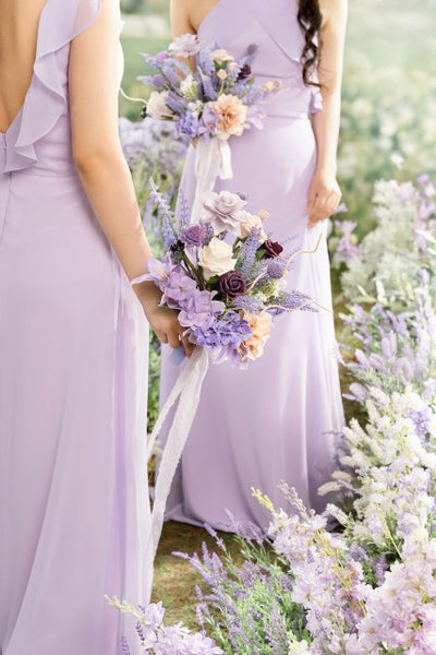 Bridesmaid Bouquets in French Lavender & Plum