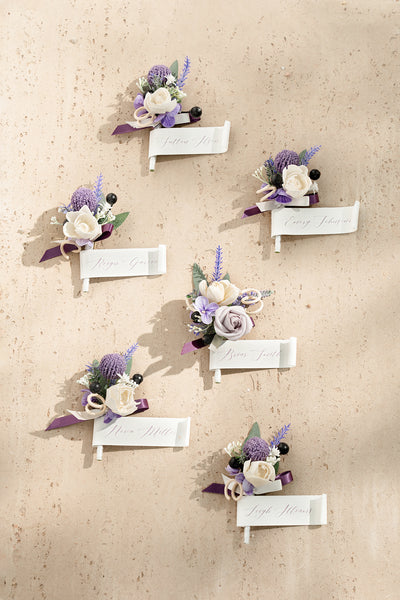 Boutonnieres in French Lavender & Plum