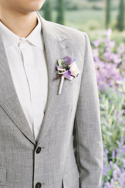 Boutonnieres in French Lavender & Plum