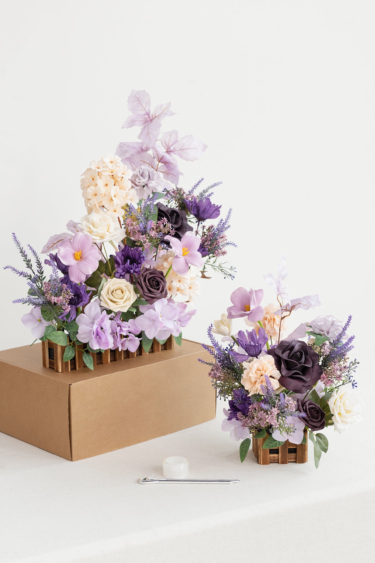 Flower Arrangement Set for Table in French Lavender & Plum | Clearance