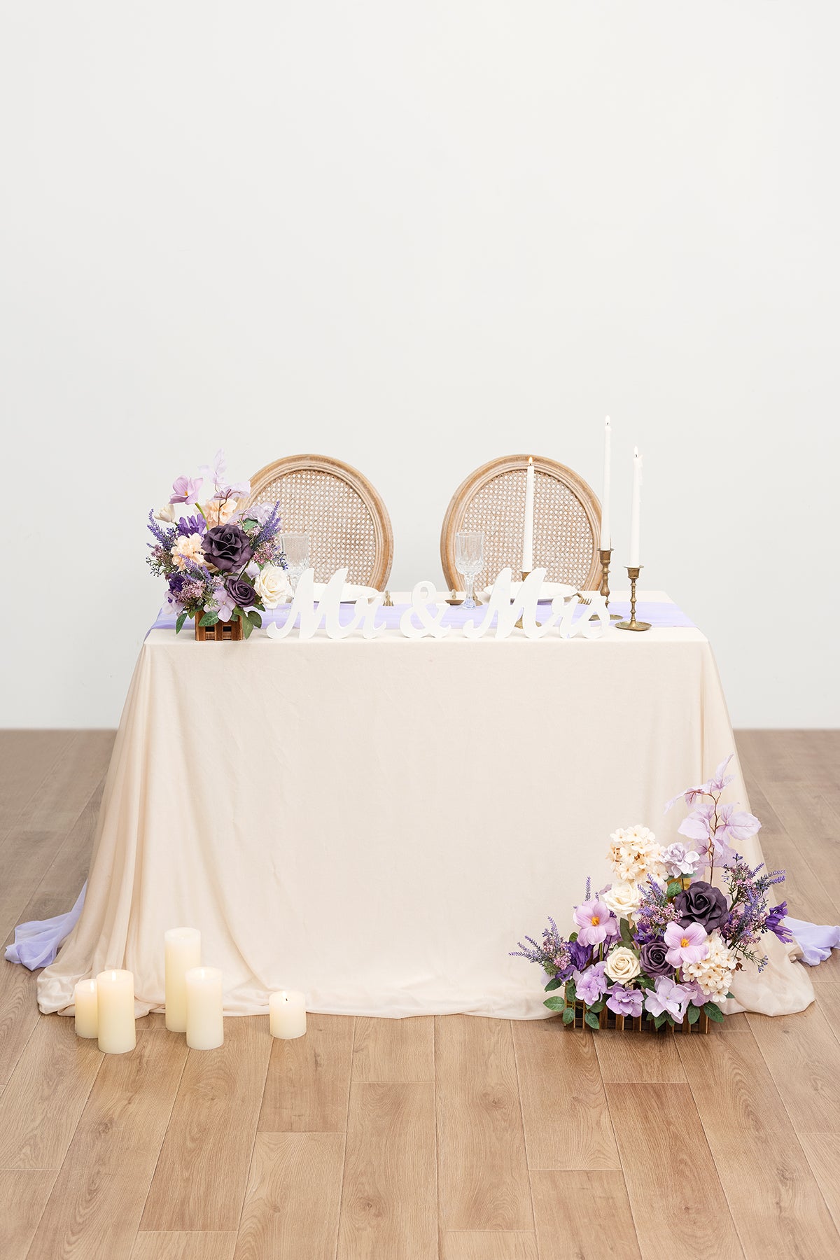 Flower Arrangement Set for Table in French Lavender & Plum | Clearance