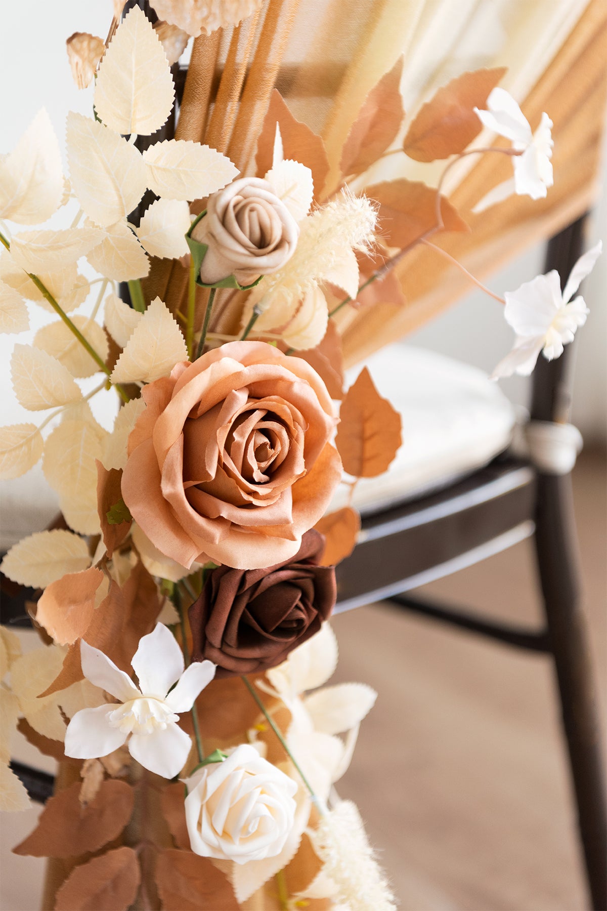Wedding Aisle Chair Flower Decoration in Rust & Sepia