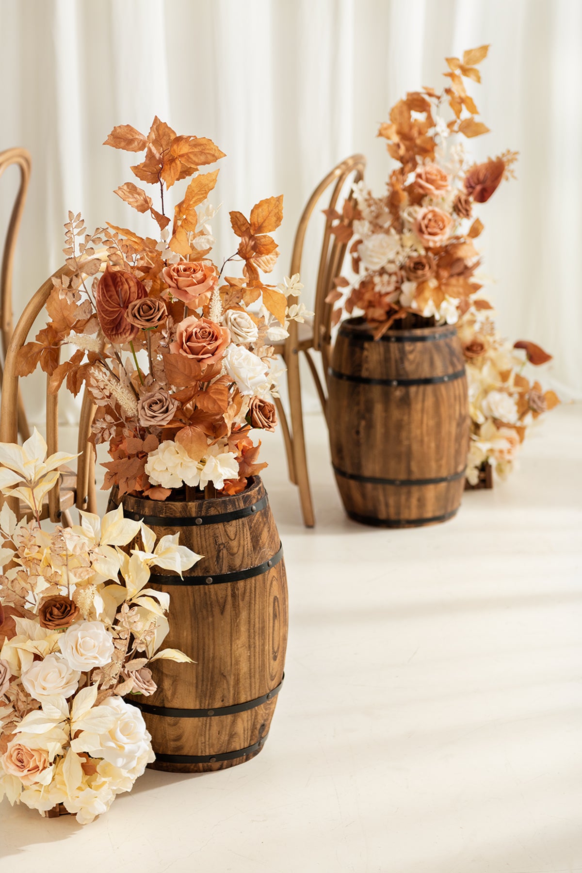Wedding Aisle Runner Flower Arrangement in Rust & Sepia