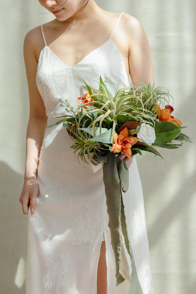 Flash Sale | Small Free-Form Bridal Bouquet in Orange & Olive Green | Clearance