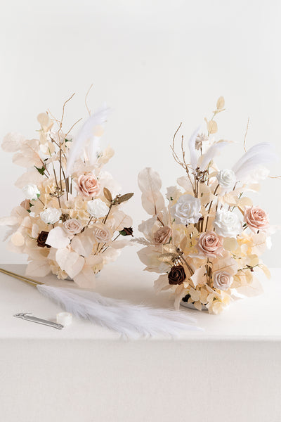 Flash Sale | Altar Decor Free-Standing Flowers in White & Beige