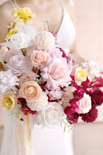 Flash Sale | Medium Free-Form Bridal Bouquet in Passionate Pink & Blush