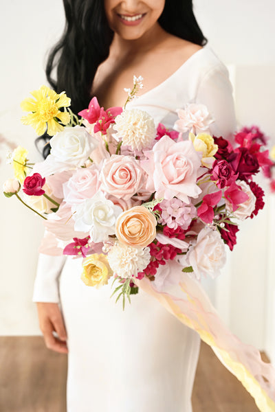 Flash Sale | Medium Free-Form Bridal Bouquet in Passionate Pink & Blush