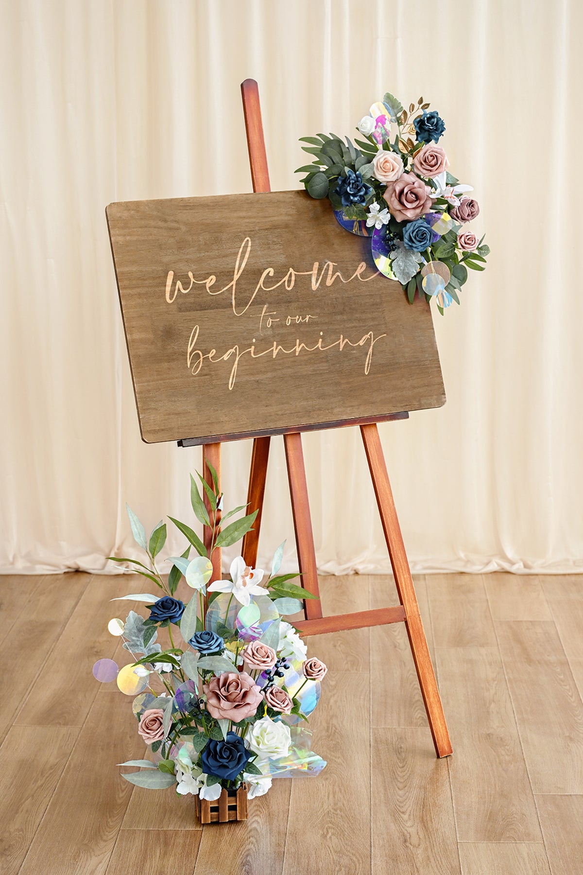 Flash Sale | Sign Flower Swag & Free-Standing Flowers in Dusty Rose & Navy