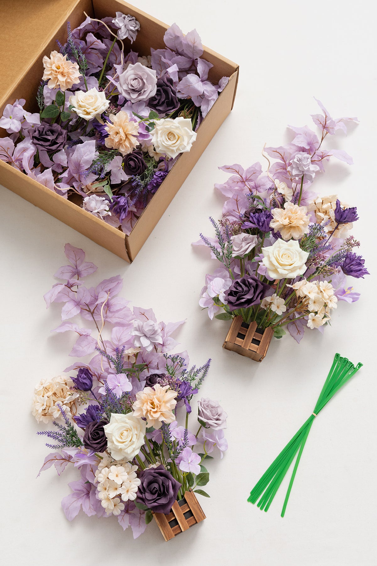 Wedding Aisle Runner Flower Arrangements in French Lavender & Plum