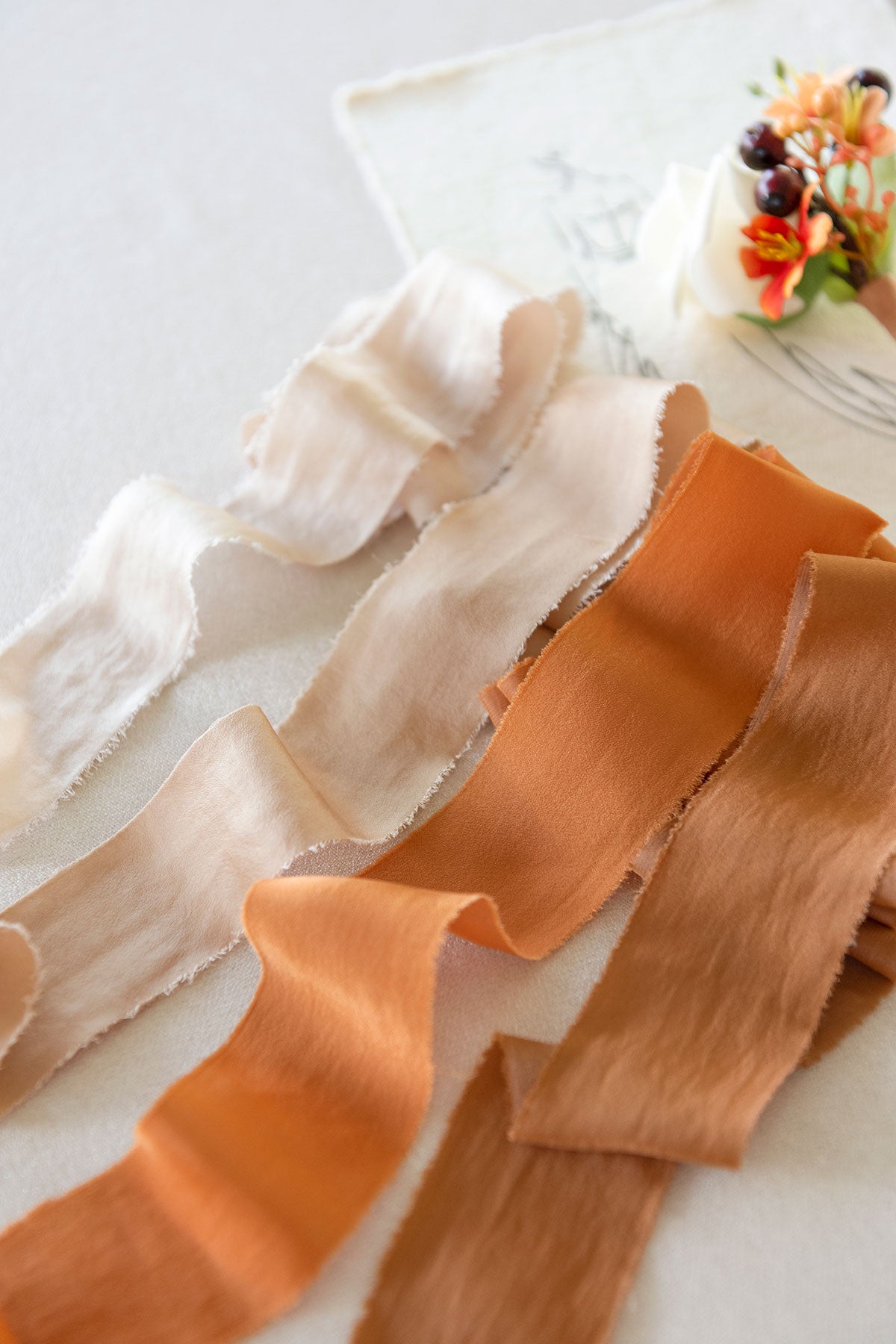 Sheer Frayed Chiffon Ribbons 1.5" w x 4.5ft - Ombre Colors