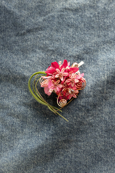 Pocket Square Boutonniere for Groom in Valentine Magenta | Clearance