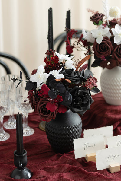 Embossed Vintage Vase in Moody Burgundy & Black | CLEARANCE