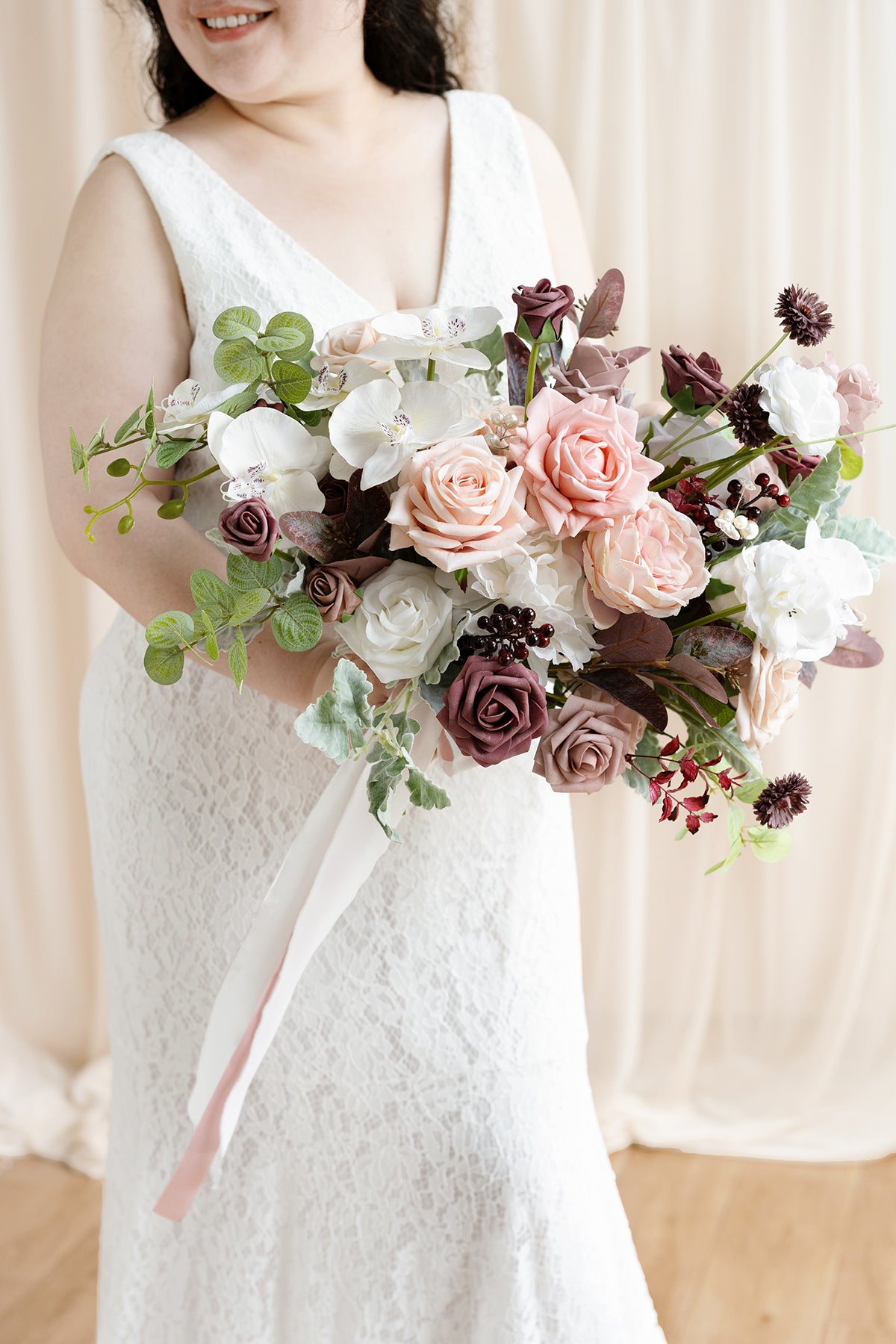Large Free-Form Bridal Bouquet in Dusty Rose & Mauve