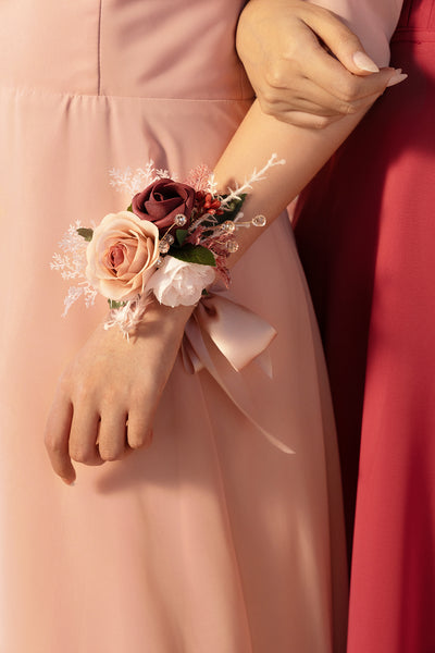 Wrist Corsages in Vintage Rose & Blush