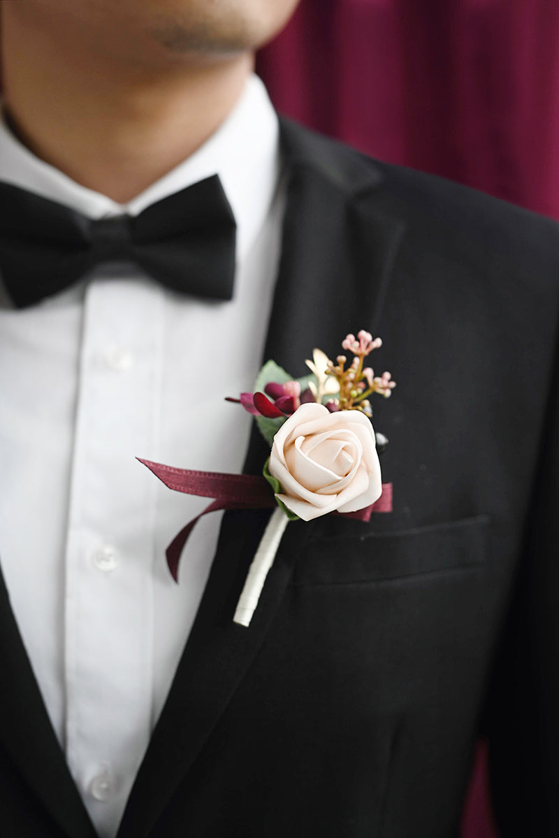 Boutonnieres for Guests in Romantic Marsala | Clearance