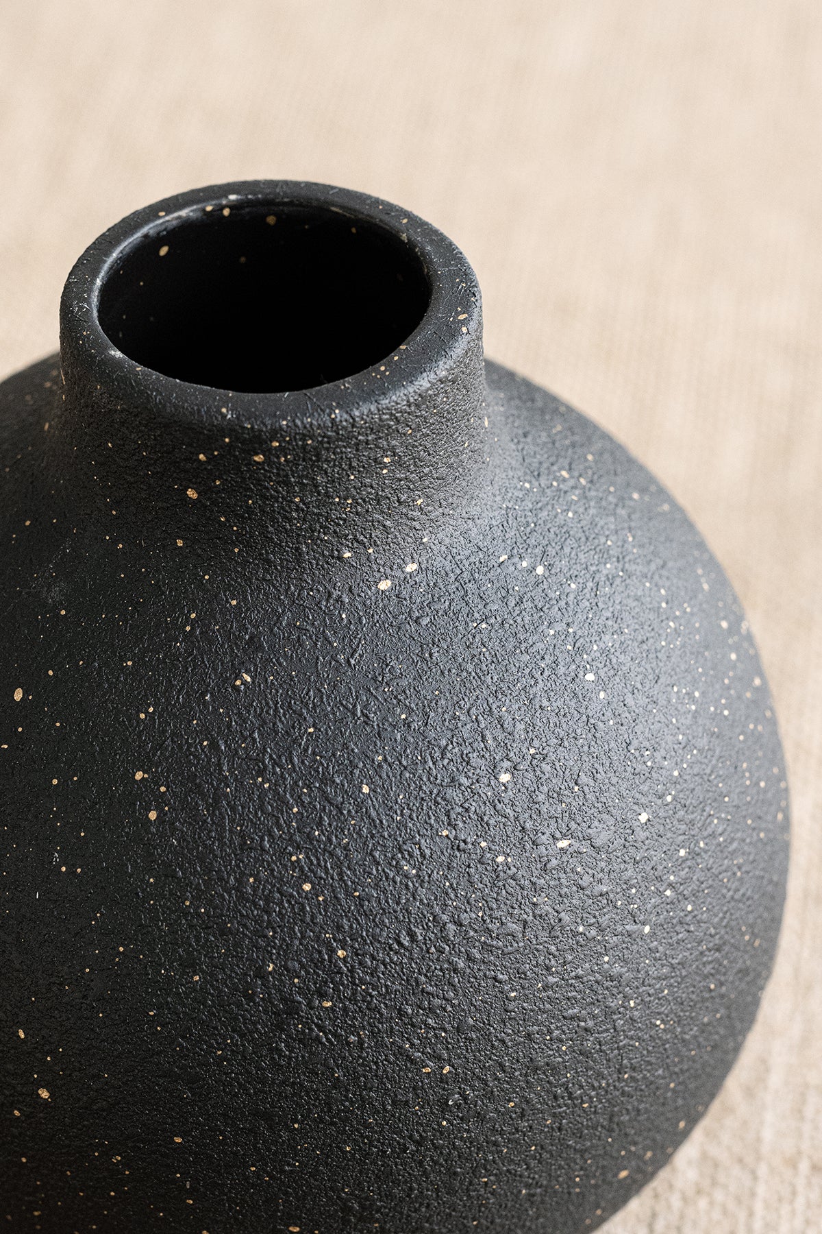 Spherical Ceramic Vase for Halloween in Black & Pumpkin Orange | CLEARANCE