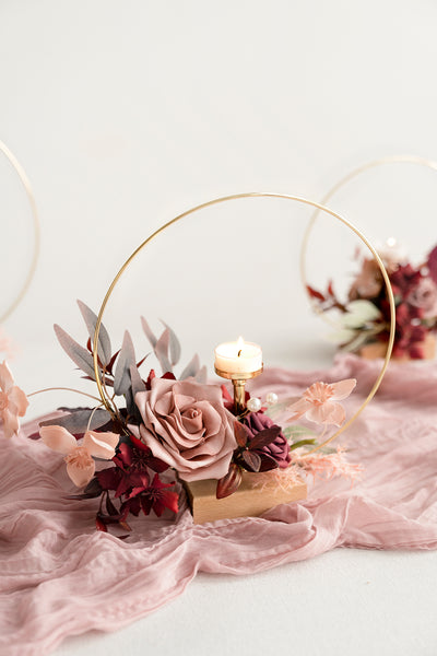 Flash Sale | Wreath Hoop Centerpiece Set in Burgundy & Dusty Rose