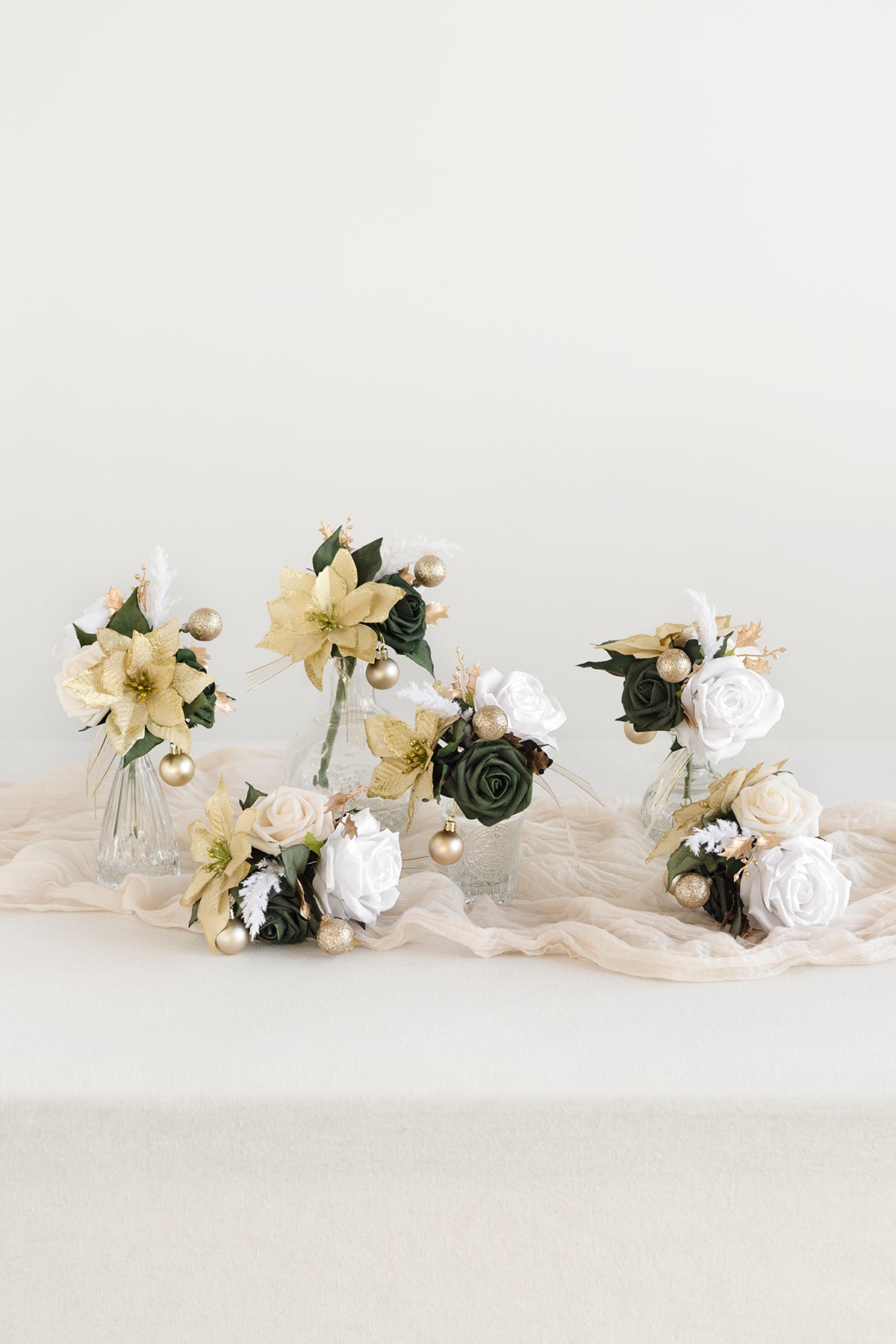 Mini Premade Flower Centerpiece Set in Champagne Christmas Clearance