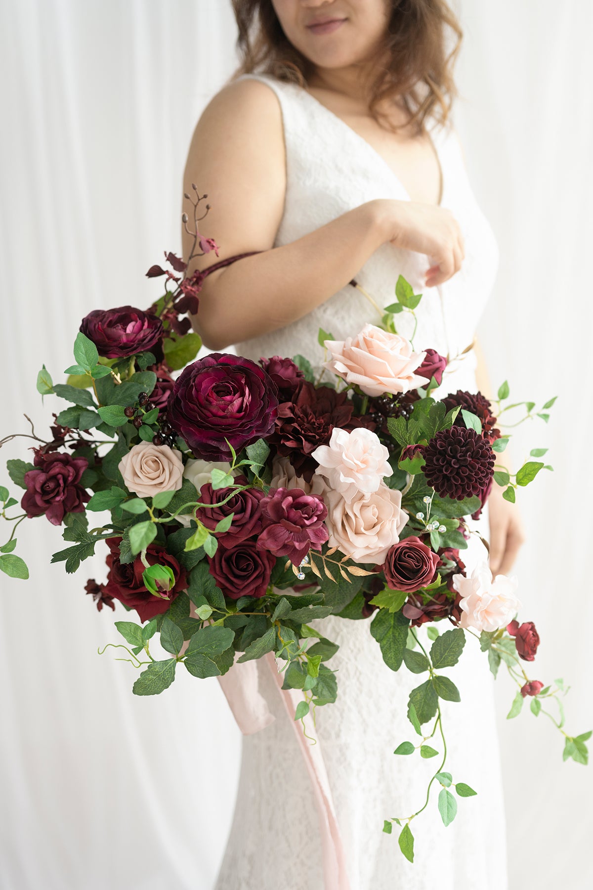 Medium Hoop Bridal Bouquet in Romantic Marsala | Clearance