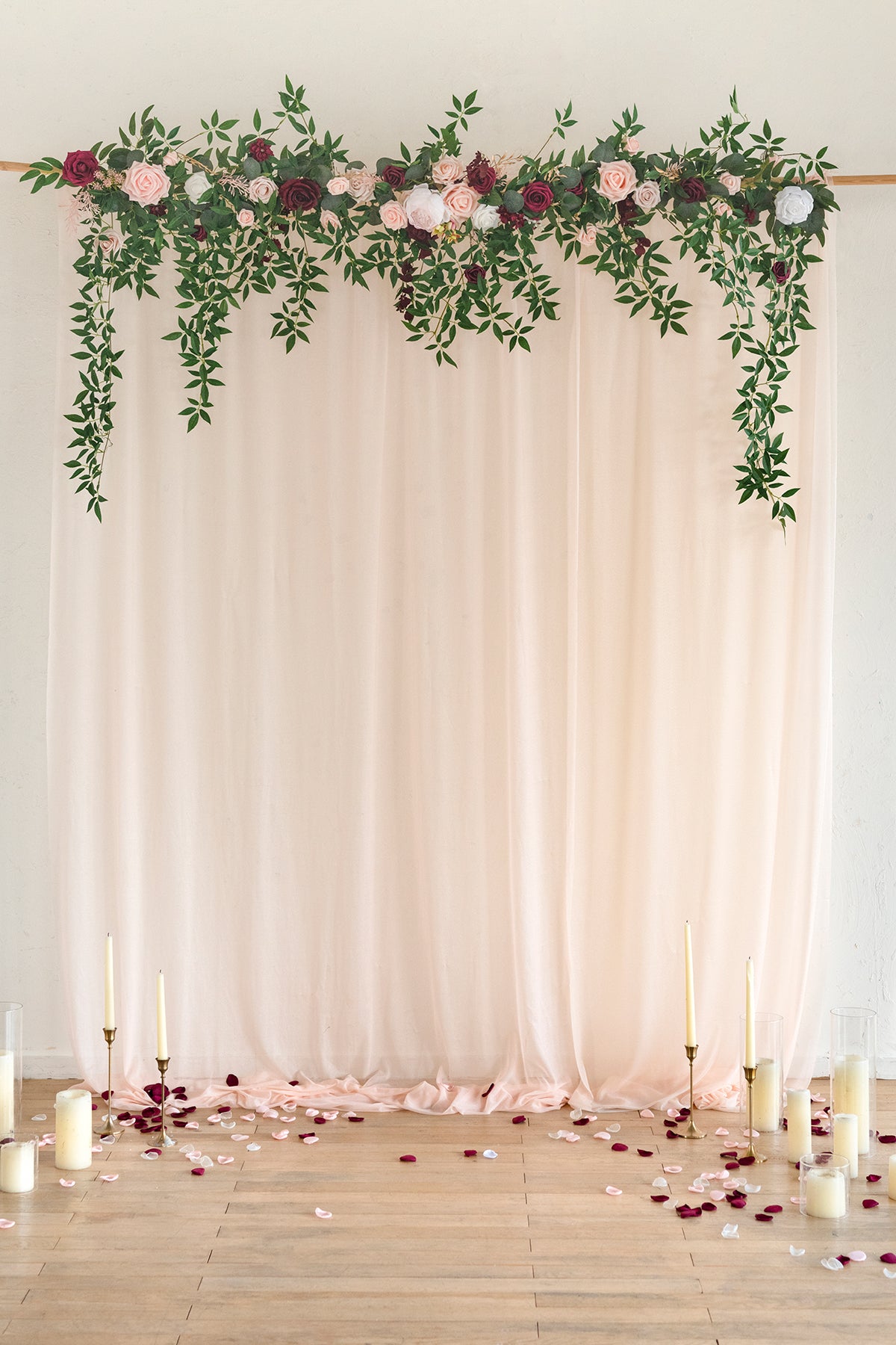 Hanging flower wedding backdrop deals