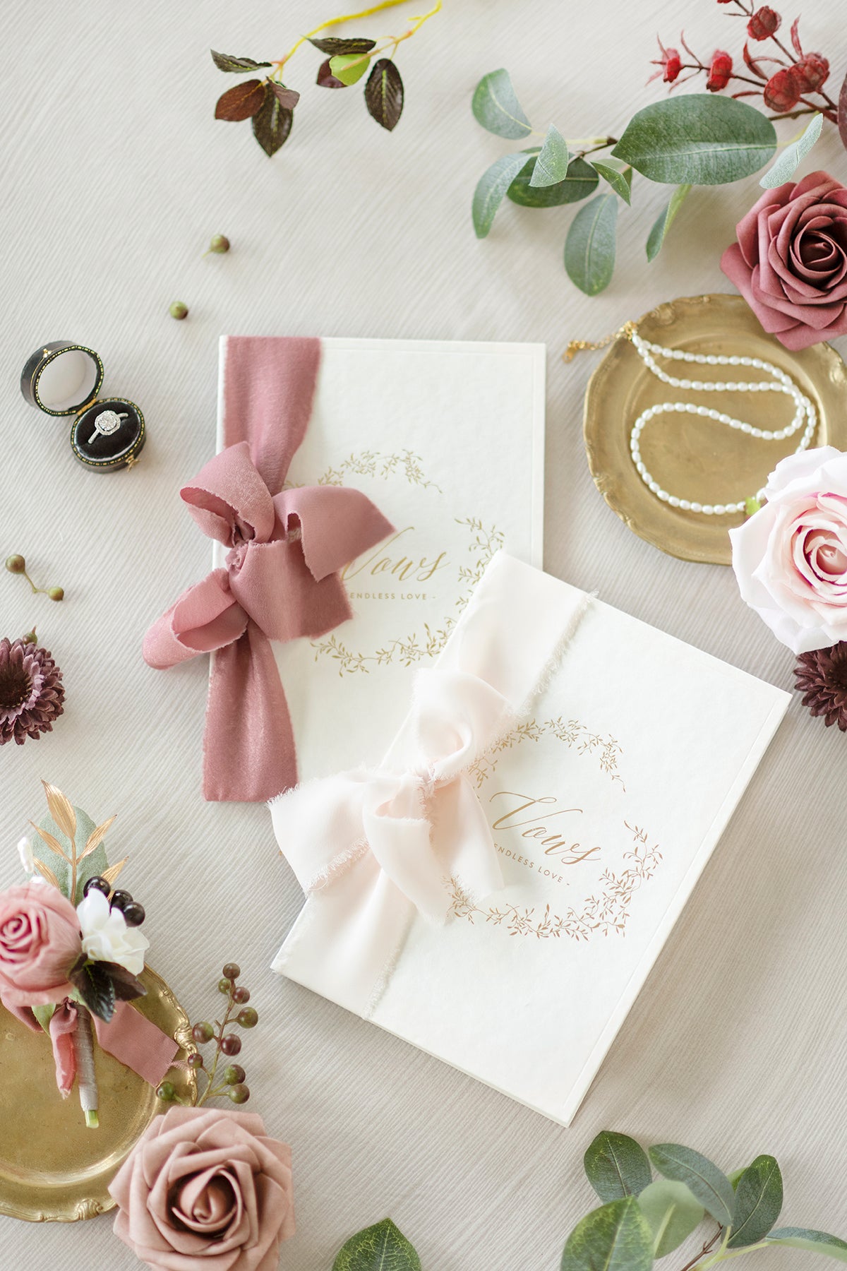 Handmade Frayed Edges Ribbon in Dusty Rose & Mauve – Ling's Moment