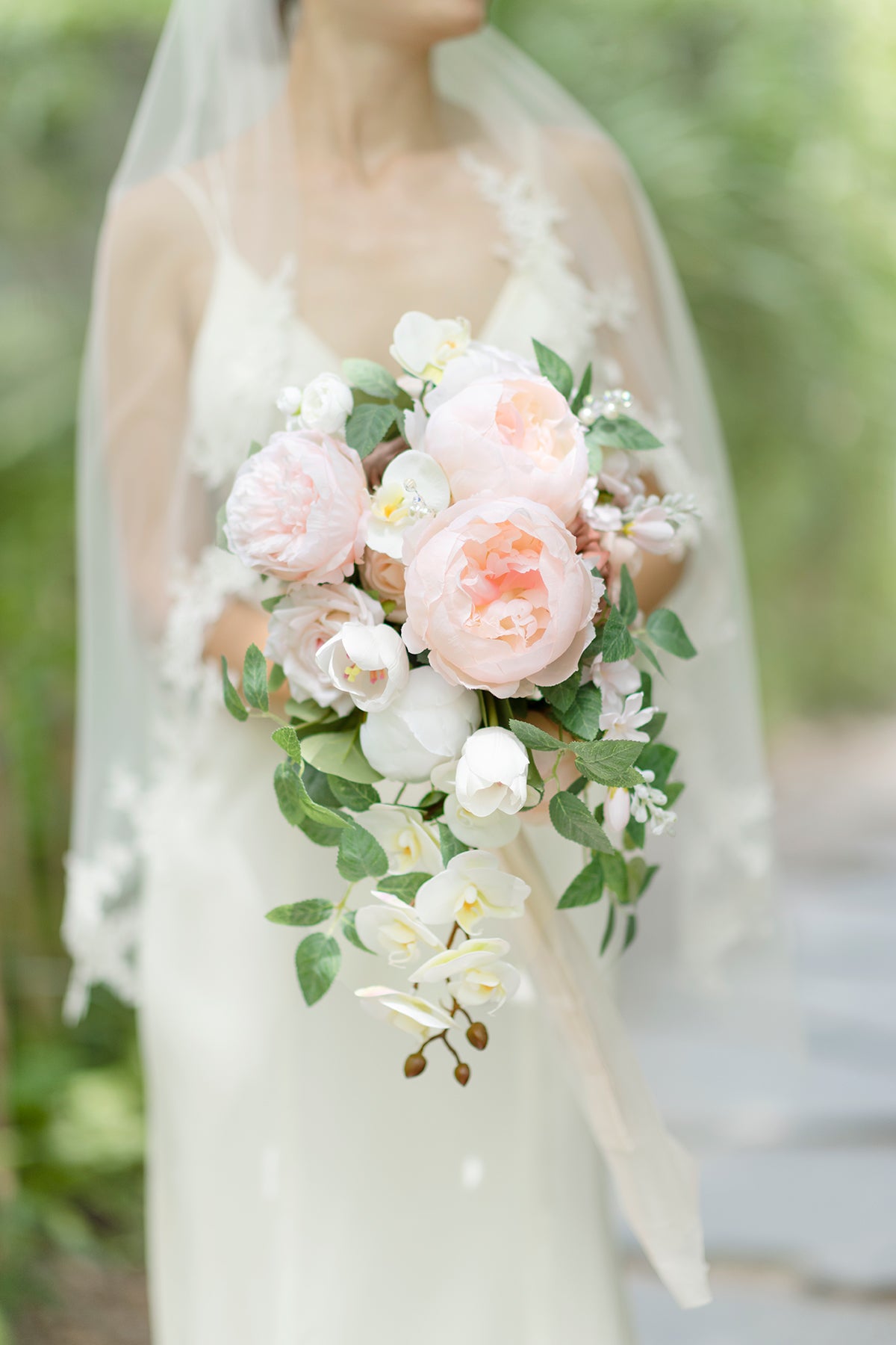 Small Cascade Bridal Bouquet in Blush & Cream | Clearance