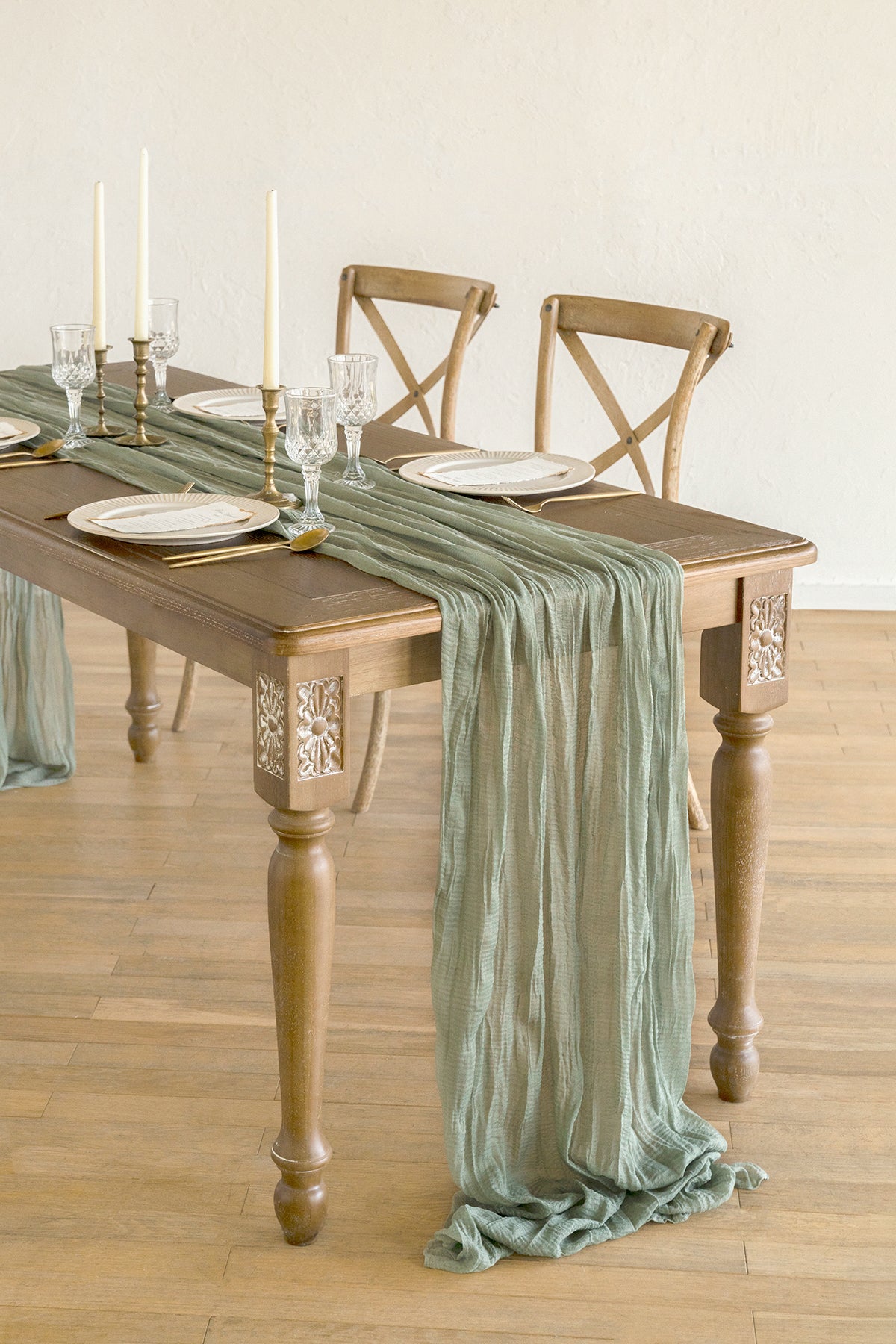 Rustic Gauze Cheesecloth Table Runner 35" w x 10ft/14ft - 17 colors