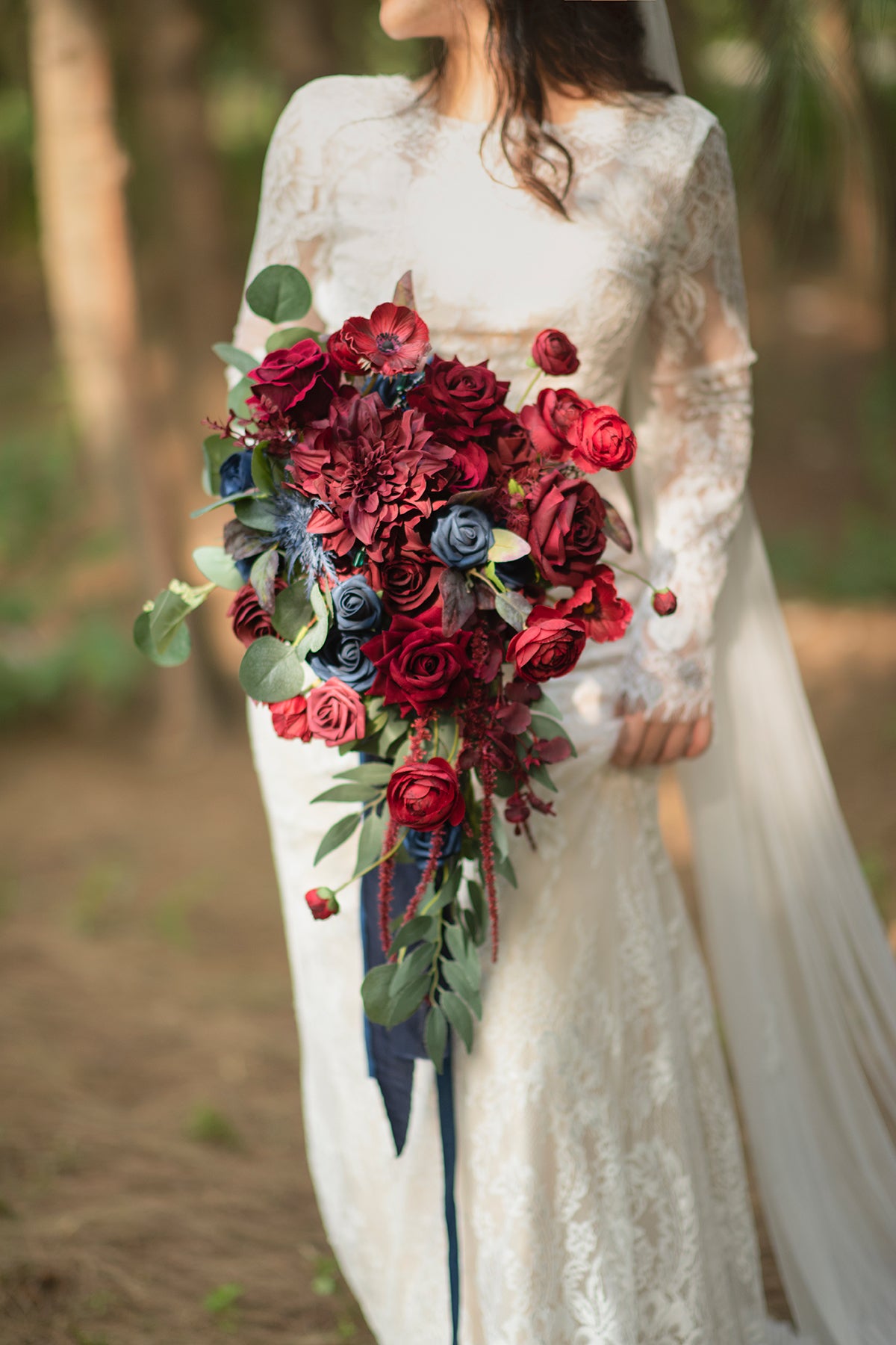 Bridal Red rose bouquet with rhinestones, DIY Wedding bouquet