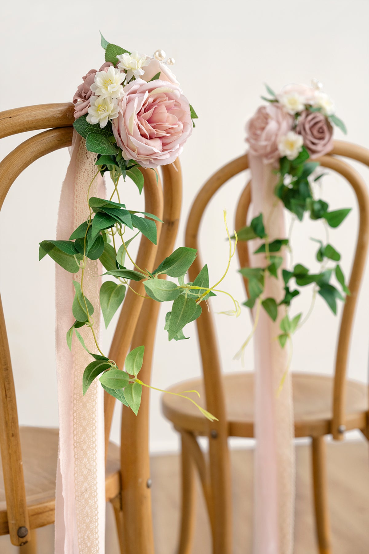 Wedding Aisle Decoration Pew Flowers in Dusty Rose & Cream