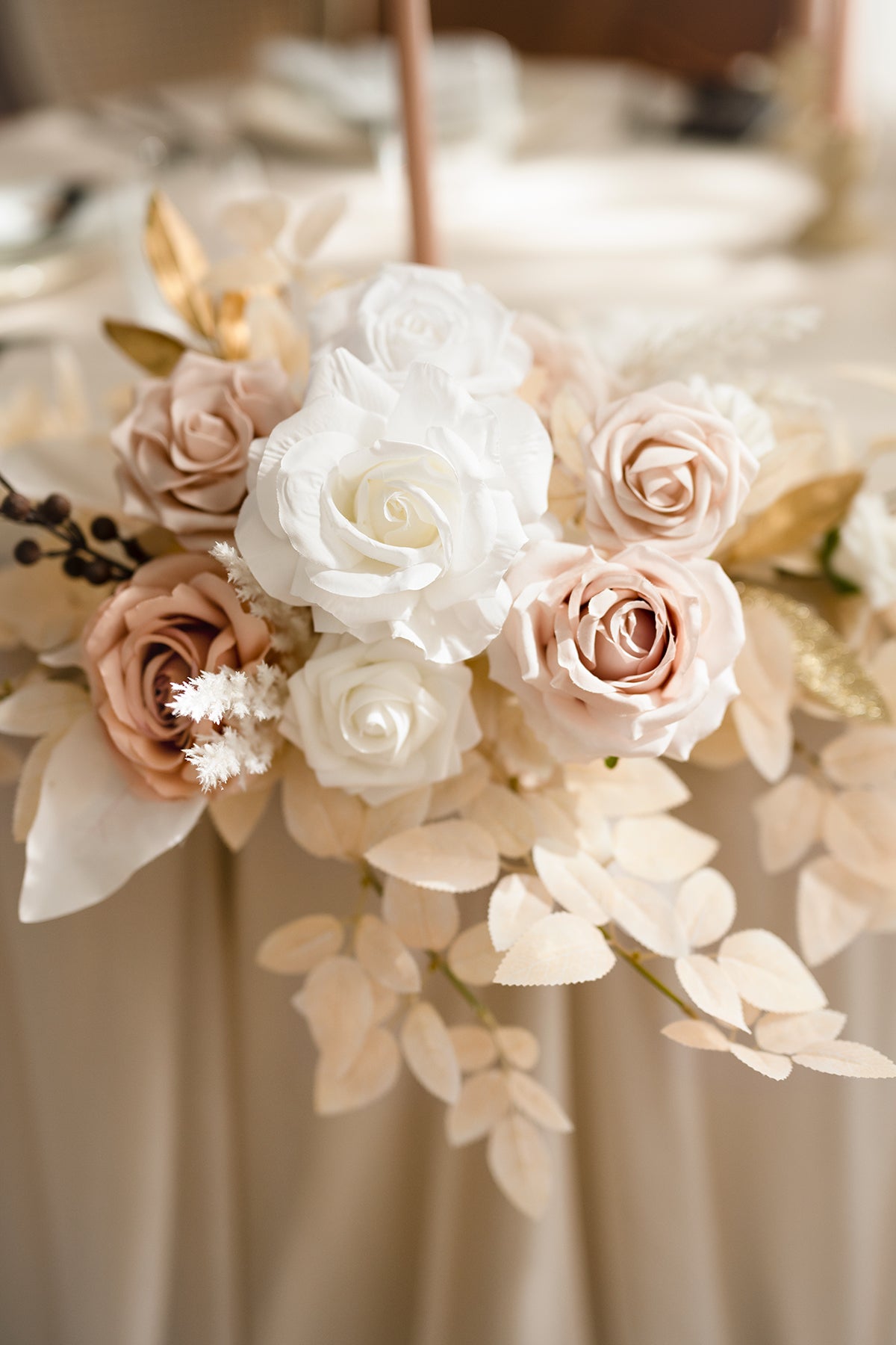 Head Table Floral Swags in White & Beige | Clearance