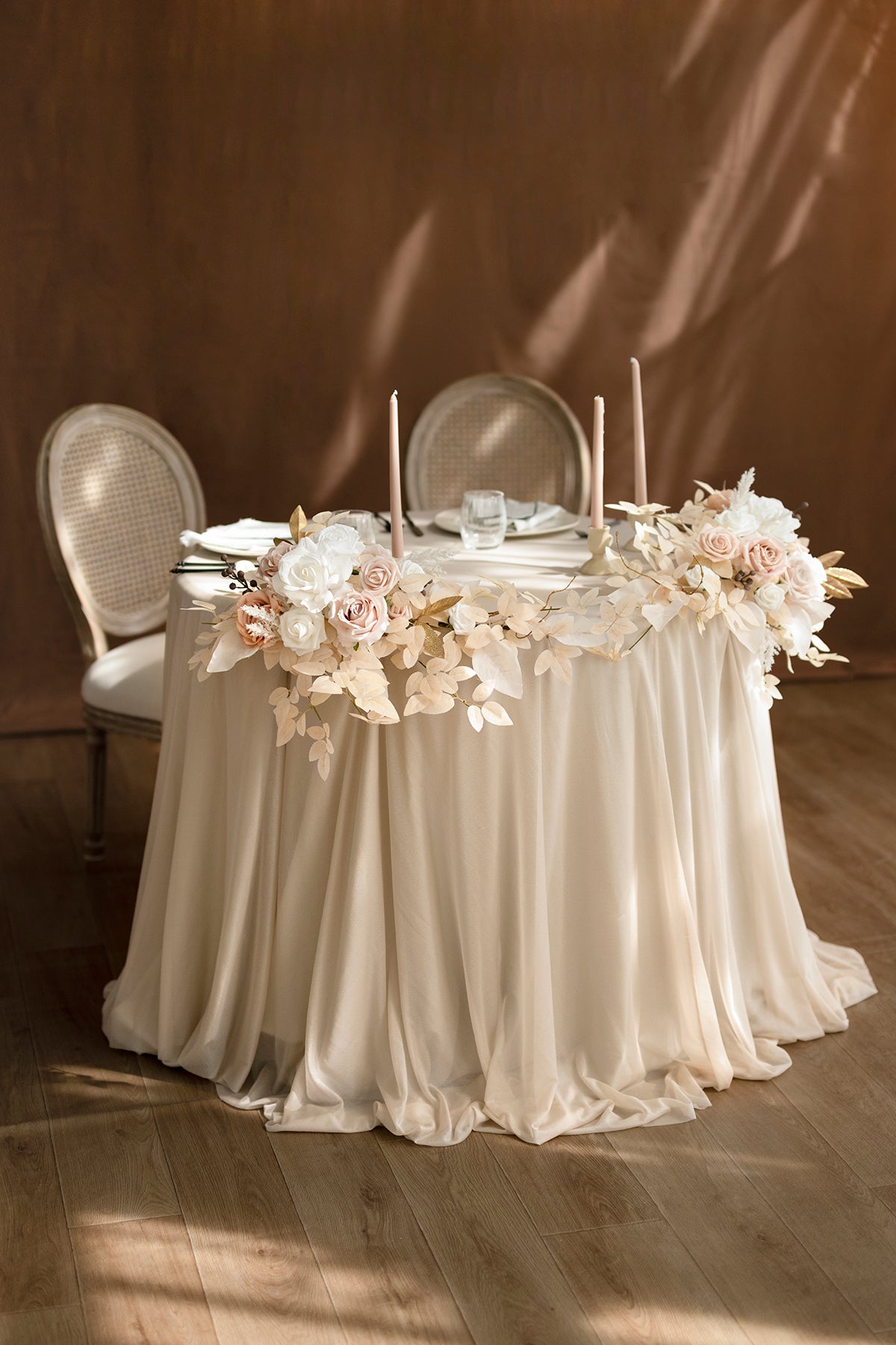 Head Table Floral Swags in White & Beige | Clearance