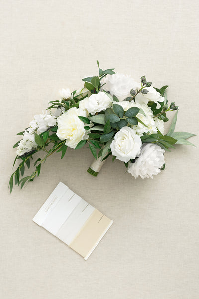 Medium Cascade Bridal Bouquet in Natural White