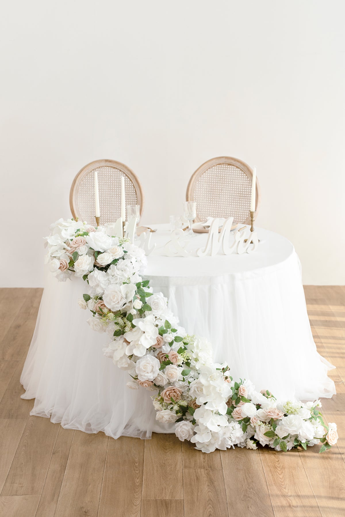 Deluxe Head Table Floral Swags in White & Sage | Clearance