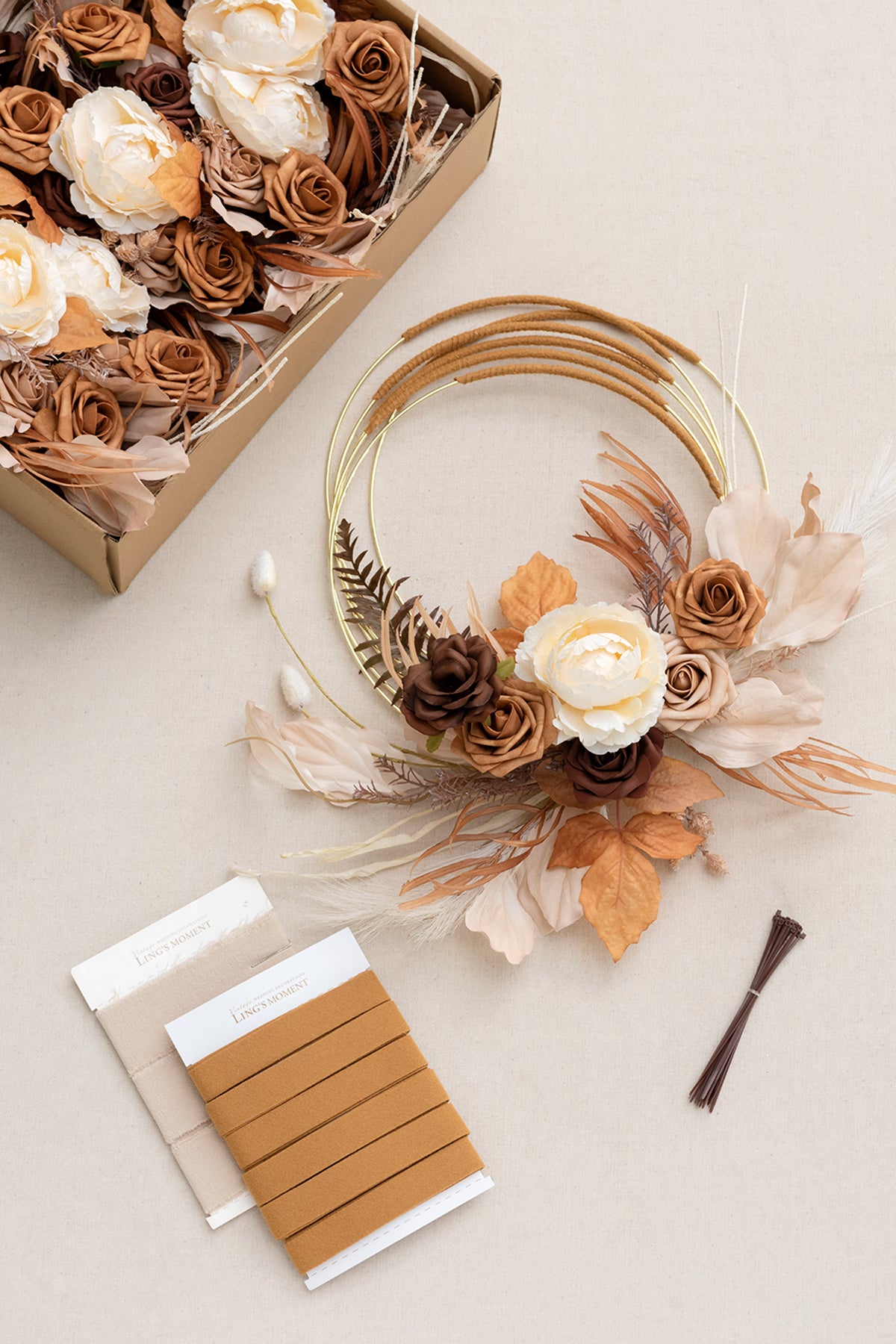Hoop Bridesmaid Bouquets in Rust & Sepia | Clearance