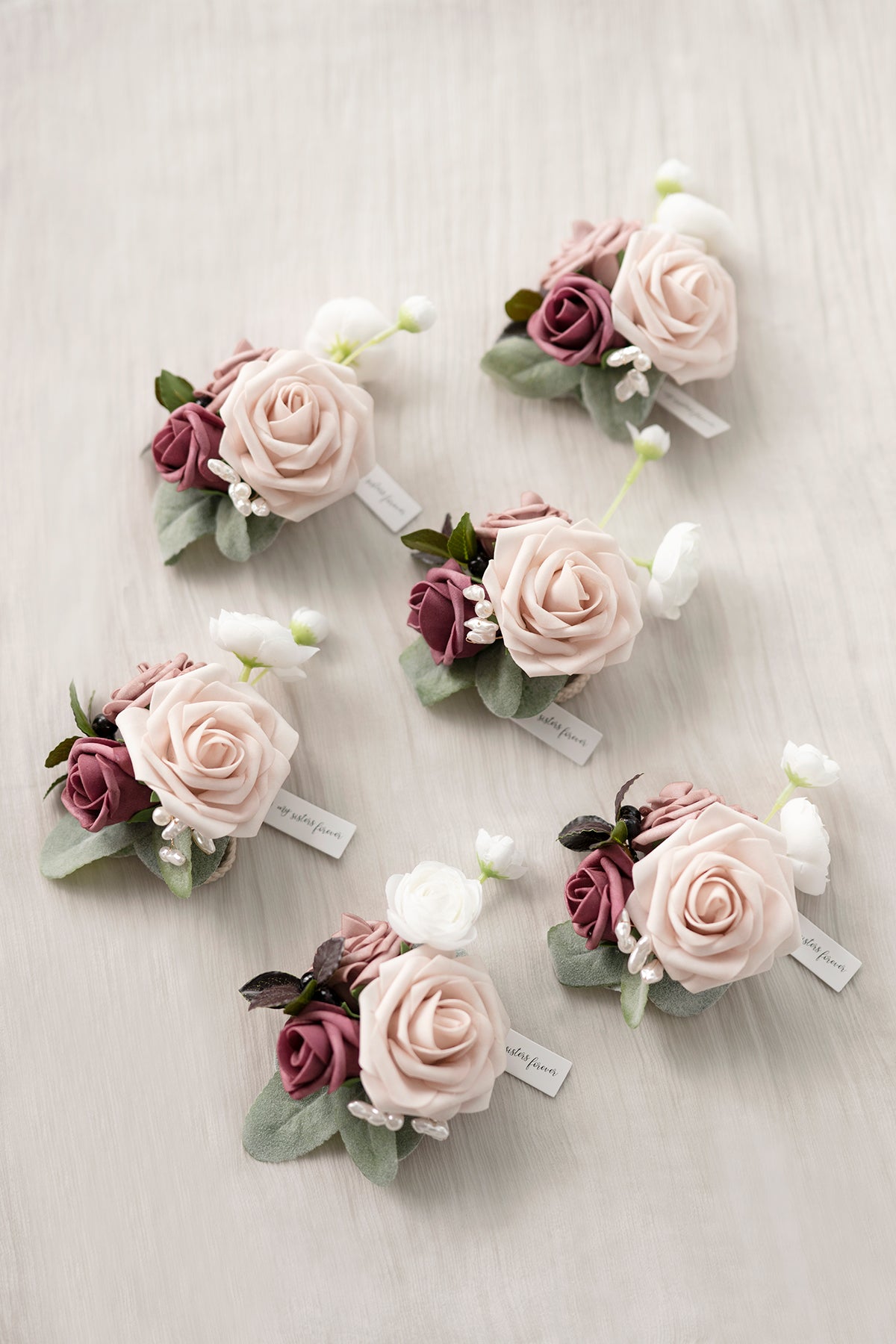 Wrist Corsages for Wedding(Set of 4), Foam Rose Corsages with