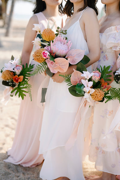 Flash Sale | Small Free-Form Bridal Bouquet in Tropical Citrus & Pink | Clearance
