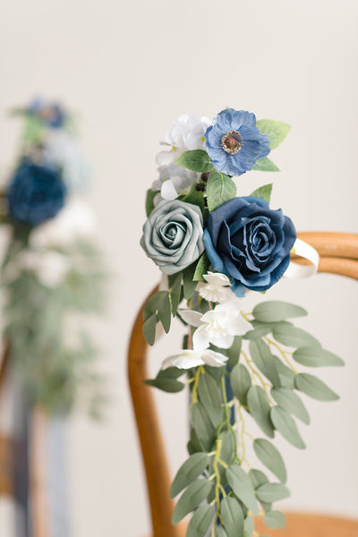 Wedding Aisle Decoration Pew Flowers in Dusty Blue
