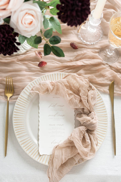 Cheesecloth Napkins & Table Runner Set for Reception - 7 Colors