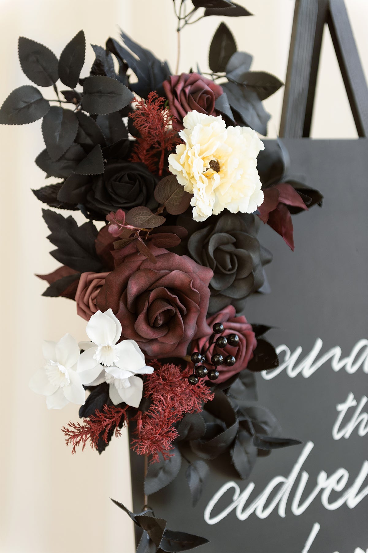 Flash Sale | Flower Sign Decor in Moody Burgundy & Black