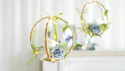 How to Make Hanging Floral Ring Decor with LED lights