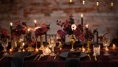 Embrace Vintage Noir with our Moody Burgundy & Black Wedding Color Collection