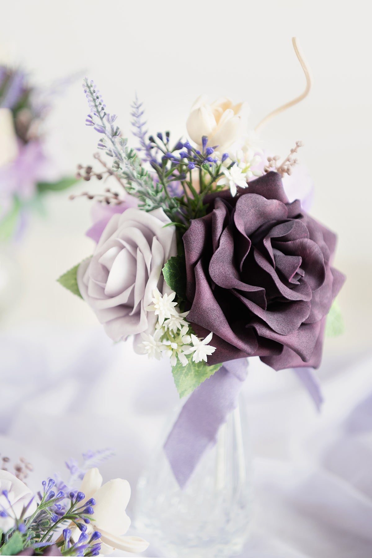 Mini Premade Flower Centerpiece Set in French Lavender & Plum