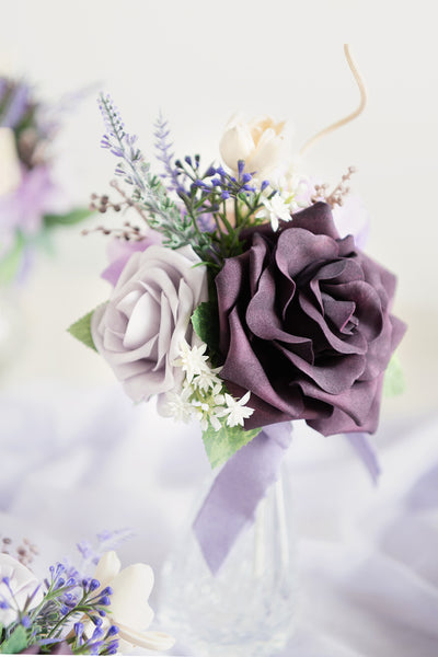 Mini Ready-to-Use Flower Centerpiece Set in French Lavender & Plum
