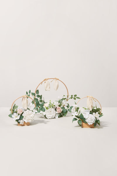 Wreath Hoop Centerpiece Set in White & Sage | Clearance